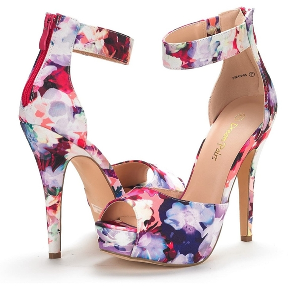 DREAM PAIRS Women's Floral High Heel Plaform Dress Pump Shoes Size 7.5 - Picture 2 of 10